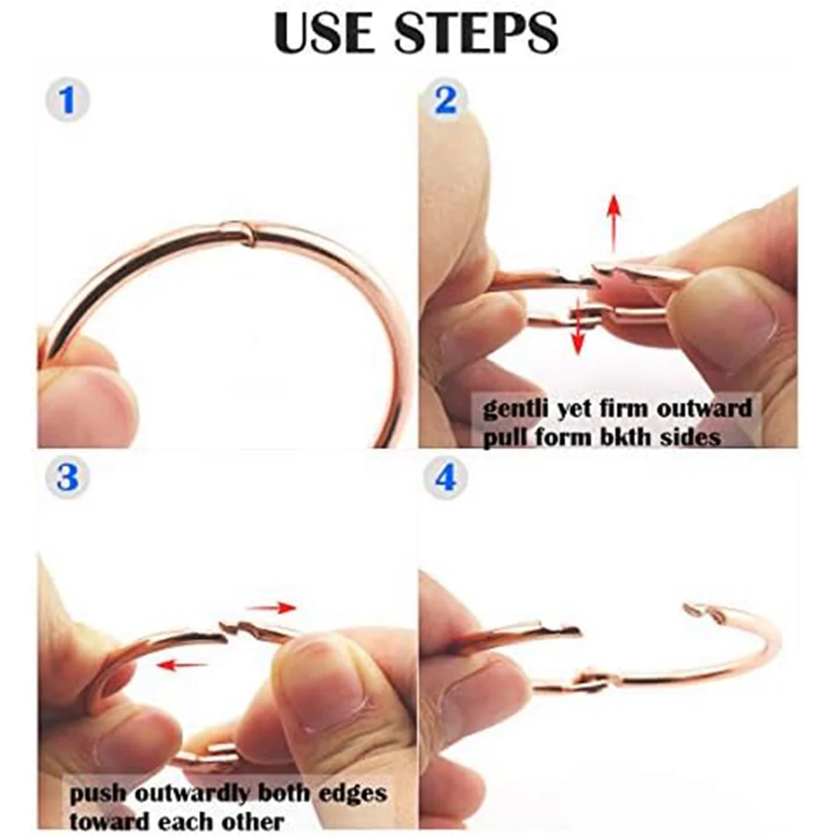 مجموعة متنوعة من حلقات الكتب من الذهب الوردي ، أداة ربط معدنية ، مشبك مفصلي ، حلقة ربط سهلة الاستخدام ، 1 بوصة ، 2 بوصة ، 50 بوصة