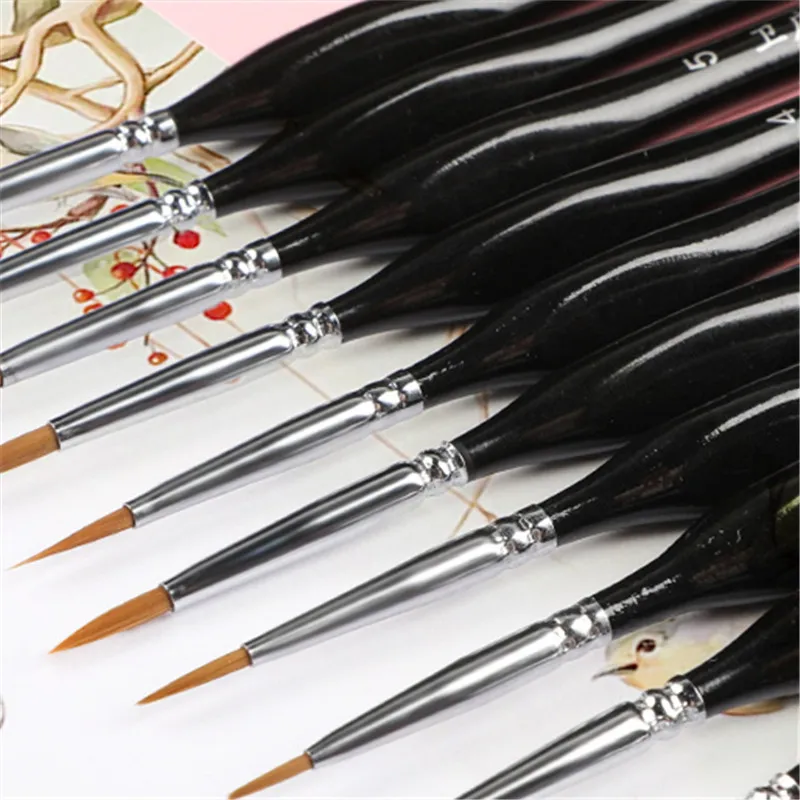 Ensemble de pinceaux à peinture à pointe Fine de précision, 5 pièces, poils en Nylon fins Extra fins pour modèles acryliques, artisanat d'art détail Miniature