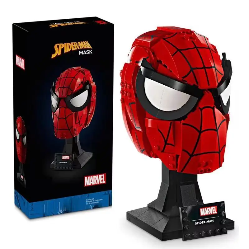 

Marvel Super Hero SpiderMan Mask Helmet Assembly Building Block Anime Figure Iron Man Puzzle Assembly Children's Toy Gifts