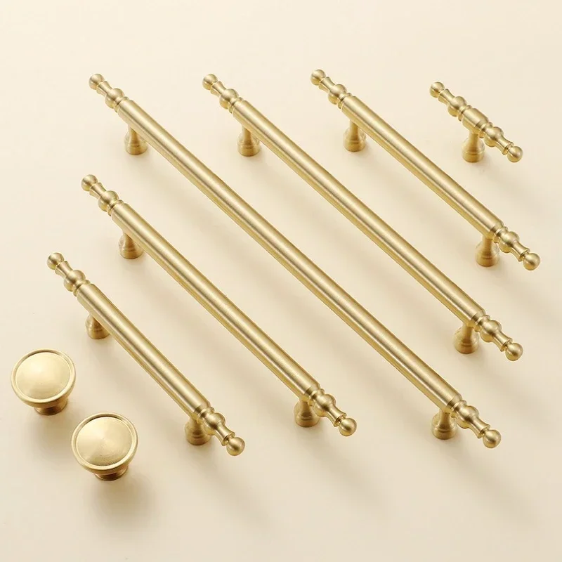 Light Luxury Solid Handles Gold Beautiful Cabinet Door Knob Brass French Cabinet Handle Wardrobe Drawer Shoe Cabinet Long Handle