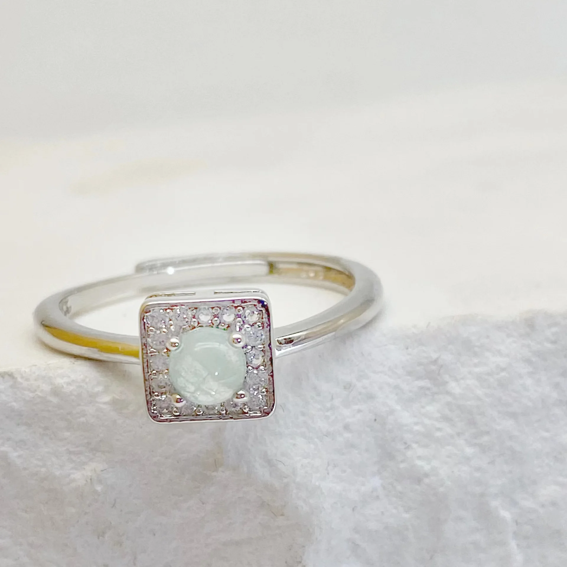 

Square tourmaline stone ring women's niche design copper alloy ring women's open ring explosion