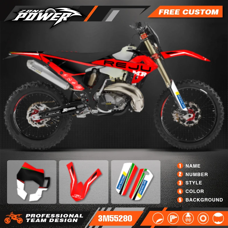 Powerzone Custom Team Graphics Background Sticker Kit for Riju MR 300 2020 2021 Motorcycle Background Decal Stickers Custom 04