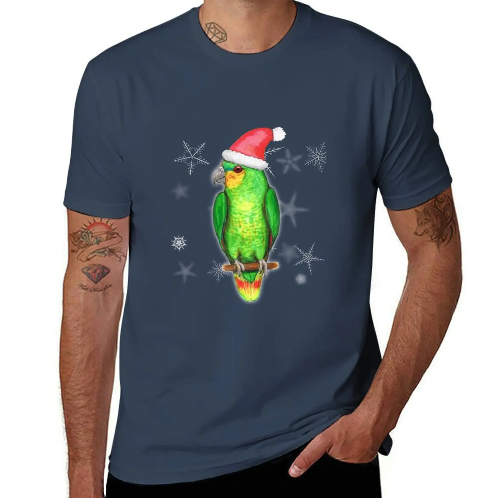 

Christmas amazon parrot T-Shirt cotton t shirt pack t shirts for man cotton T-Shirt