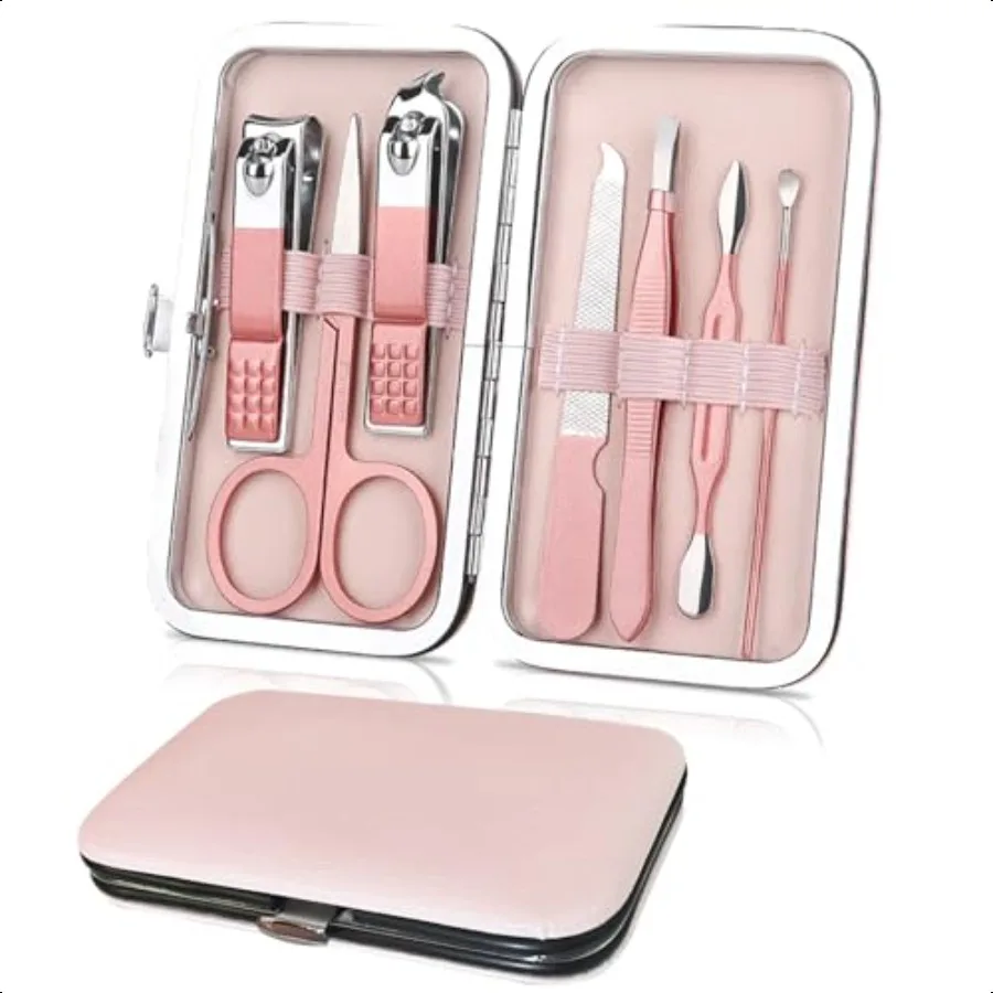 

Premium Manicure Set 7 in 1 Profional Nail Clippers Scissors Pedicure Kit Stainl Steel Cuticle Nail Care Tools with Luxurious T