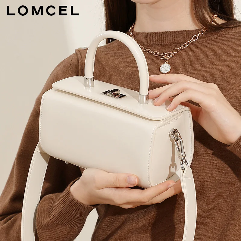 LOMCEL 75 High-end leather handbag for women in small size, suitable for spring and summer, featuring simple and elegant design