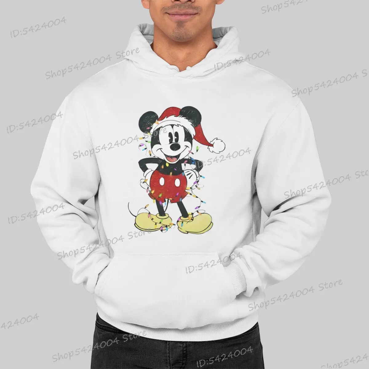 Vintage Mickey Minnie Christmas Hoodies Cartoon Long Sleeve Women Men Hoody Autumnn Winter Couple Matching Hooded Gifts