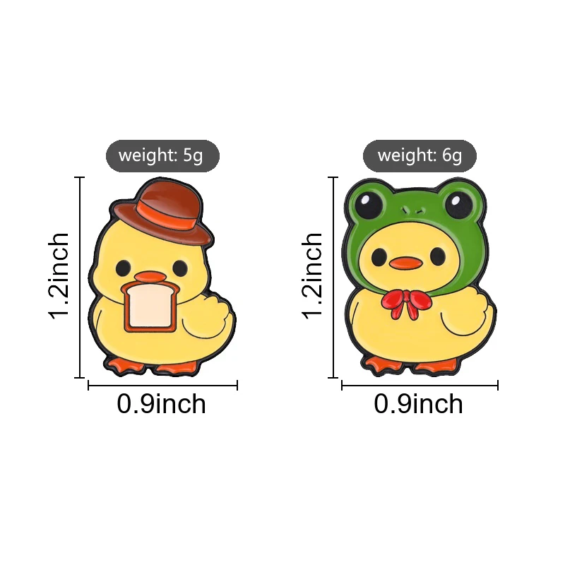 Cute Yellow Duck Enamel Pins Frog Hat Bow Tie Gentleman Duckling Brooches Kiddie Badge Animal Jewelry Gift for Friends