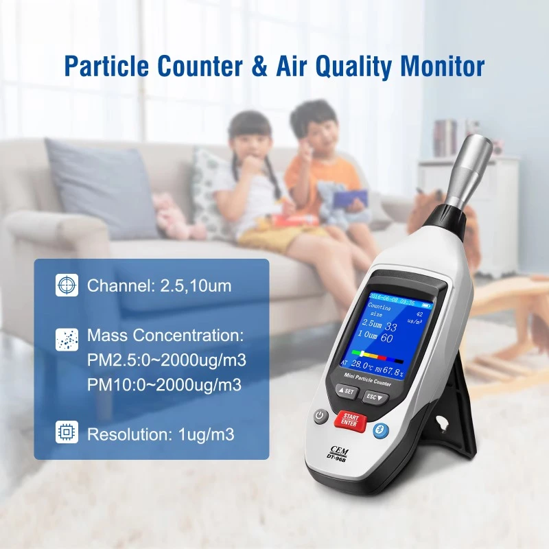 PM2.5, PM10 um Handled Professional Portable Airborne Laser Particle Counter Detector for clean room Gas particles DT-96 DT-96B