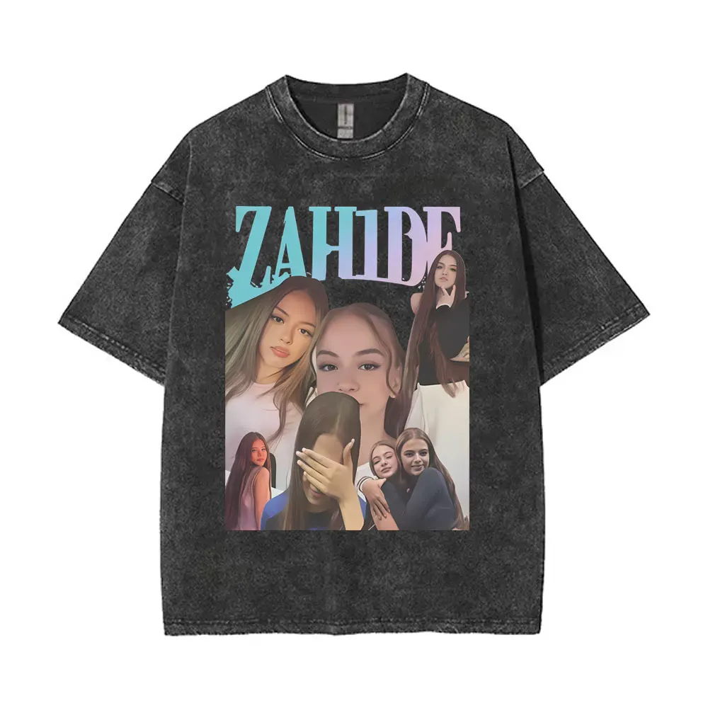 

Washed Vintage Zahide Funny Meme T Shirts Men Women Fashion Oversized T-shirt Unisex Retro O-collar Cotton Short Sleeve T-shirts