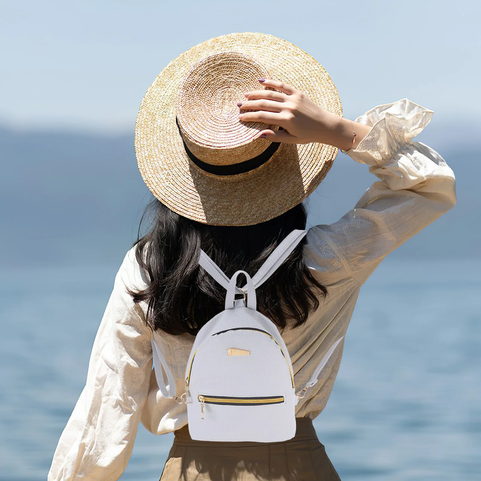 

Backpack Small Women Kids Travel Handbag Fashion School Bags Daypack Adjustable Straps PU Zipper Closure