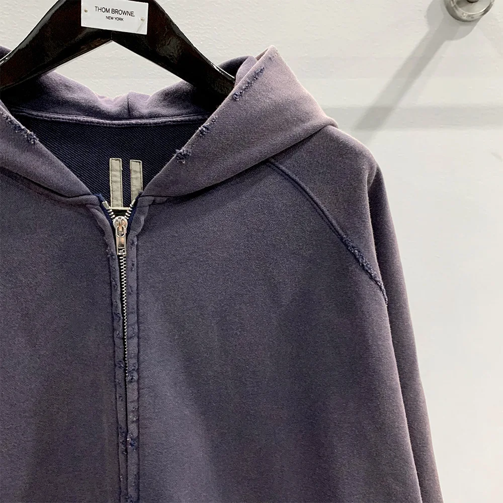 Men Casual Washed Purple Hooded Oversize Hooded Zipper Women's Fashion Cotton Sweatshirt Chill Hoodies