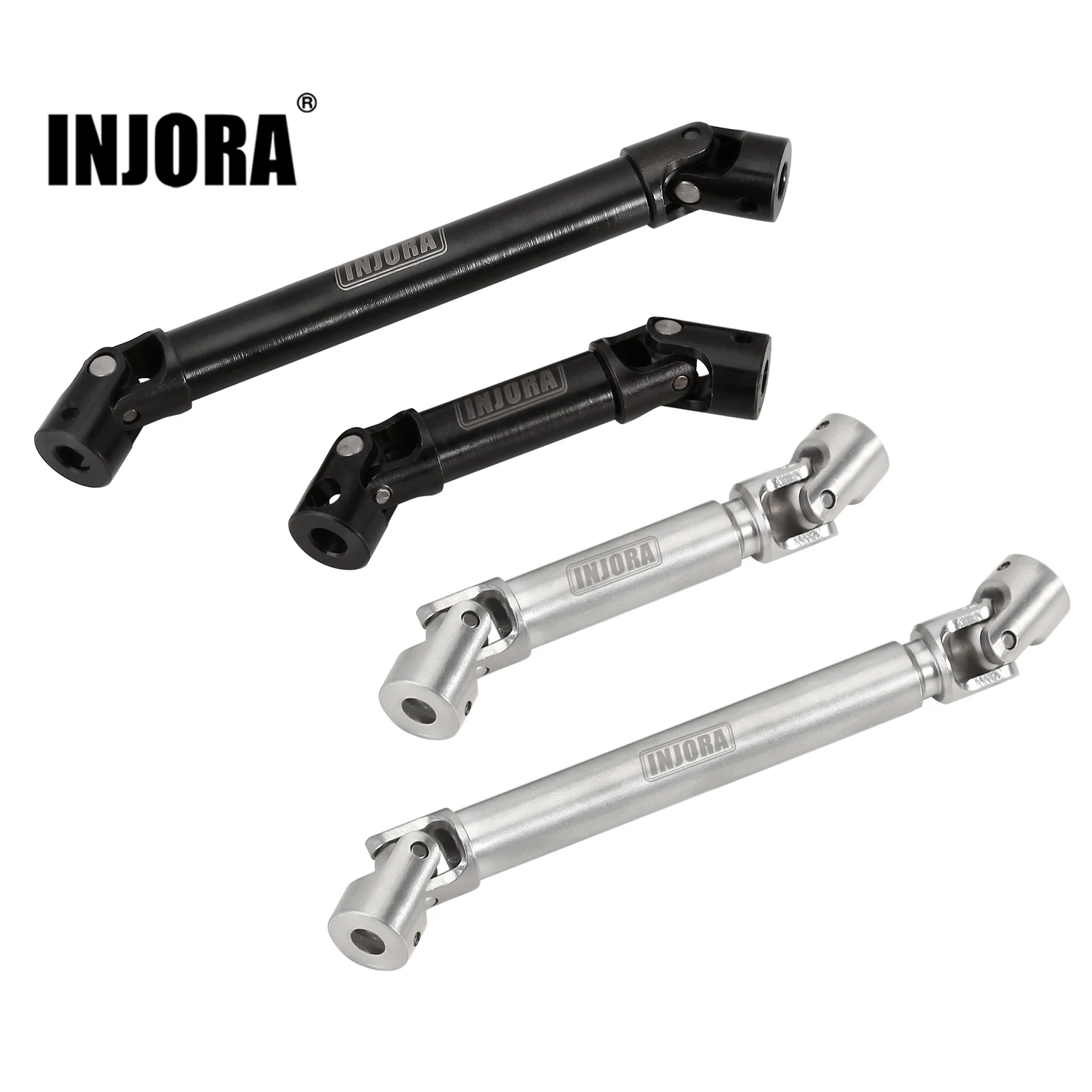 INJORA 2PCS Hardened Stainless Steel Center Drive Shaft for 1/24 RC Crawler Axial SCX24 Jeep Gladiator Dodge Power Wagon Upgrade