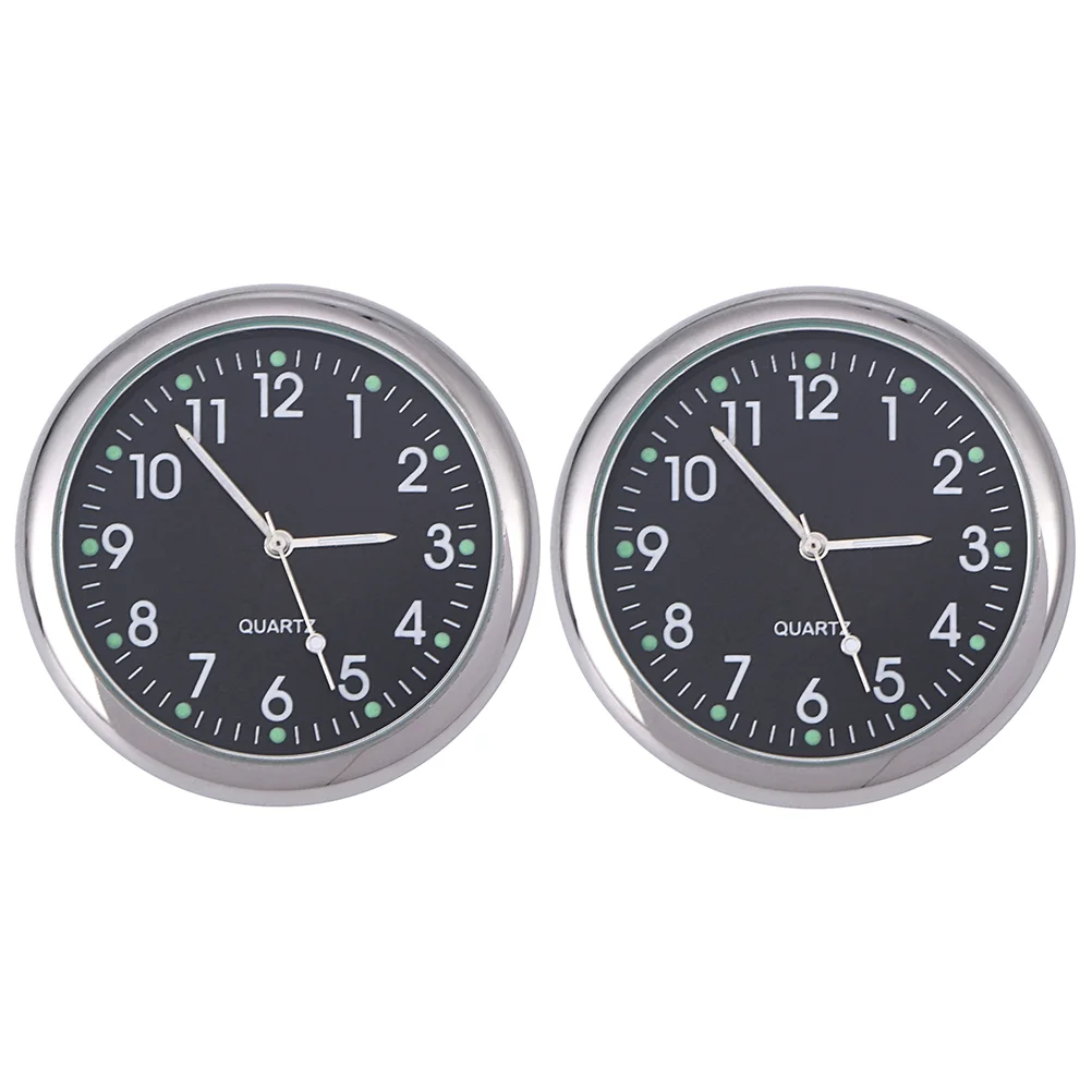 

2 Pcs Car Clock Adhesive Mounted Dashboard Clocks Shine Luminous Quartz for Glass