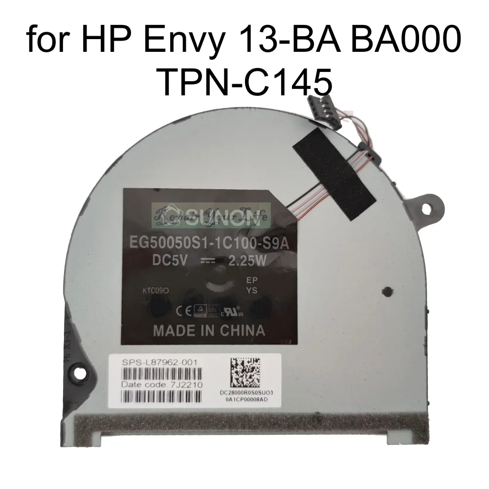 Laptop Cooling Fan for HP Envy 13-BA TPN-C145 13T-BA000 13T-BA100 BA0020CA BA0030CA BA0085NR L94043-001 EG50050S1-1C100-S9A New