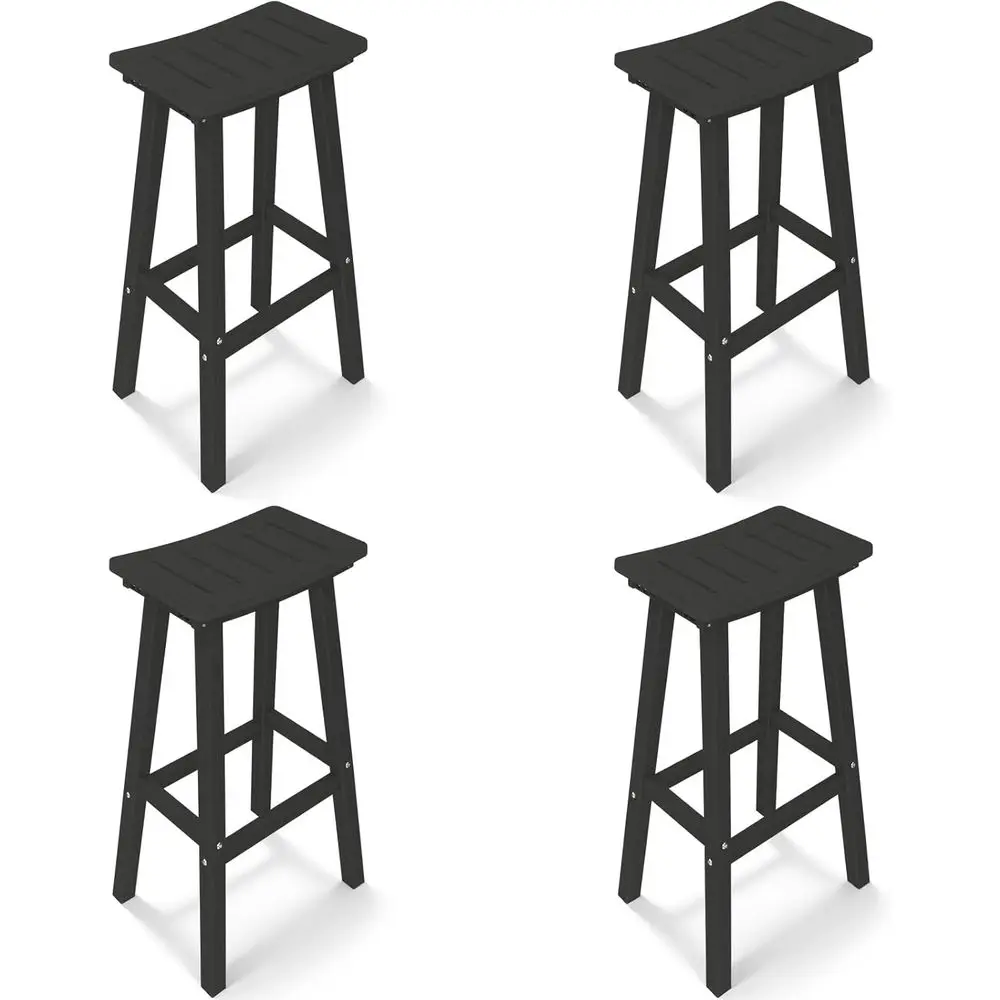 

All-Weather 4-Piece HDPE Outdoor Bar Stool Set, 29 High, 500lbs Capacity, Black