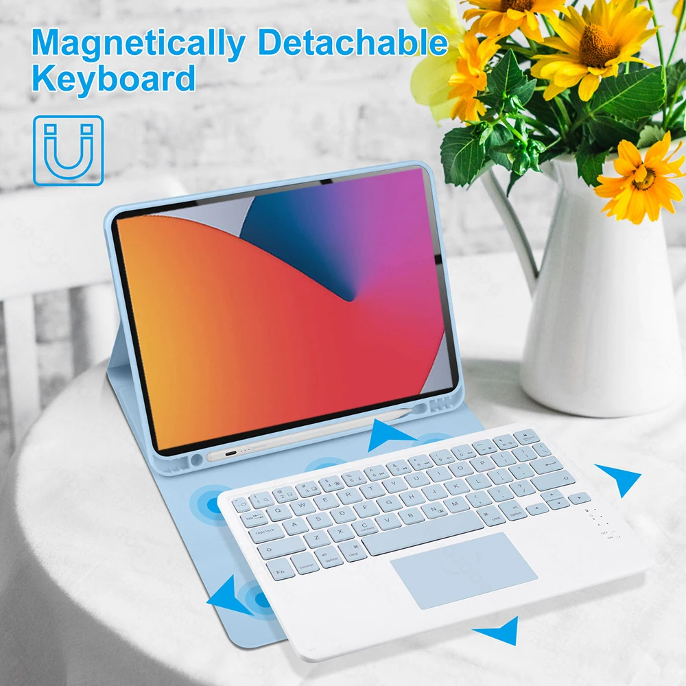 Keyboard Case for iPad 9th 8th 7th Generation 10.2 inch,iPad Air 3rd/iPad Pro 10.5",Detachable Keyboard Cover with Pencil Holder 2