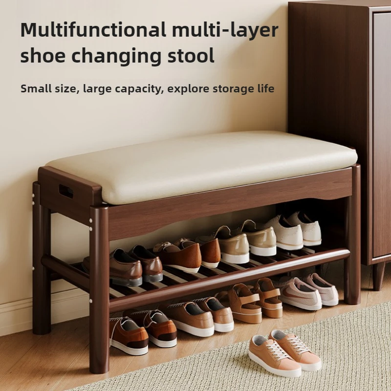 

Household Goods Solid Wood Shoe Changing Stool, Dormitory Small Unit, Modern And Simple Shoe Rack, Home Shoe Wearing Stool