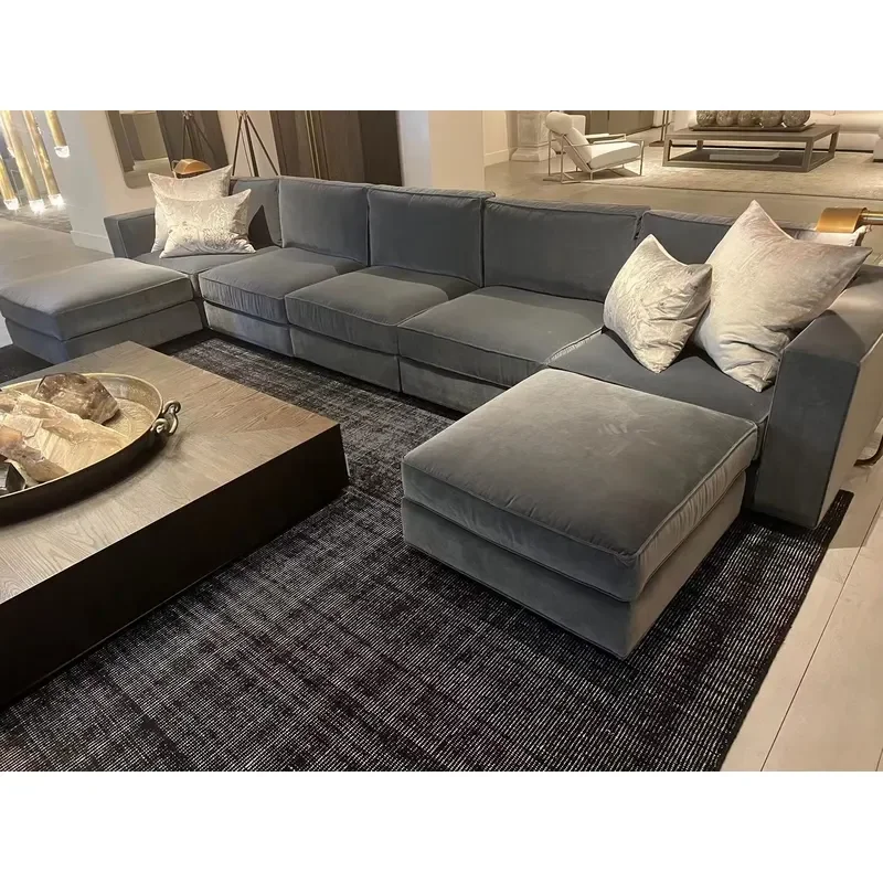Fabric Compressed Sectional Cloud Sofa Modern Living Room Modular Lounge Corner L Shape Sofas Couch Furniture Sets