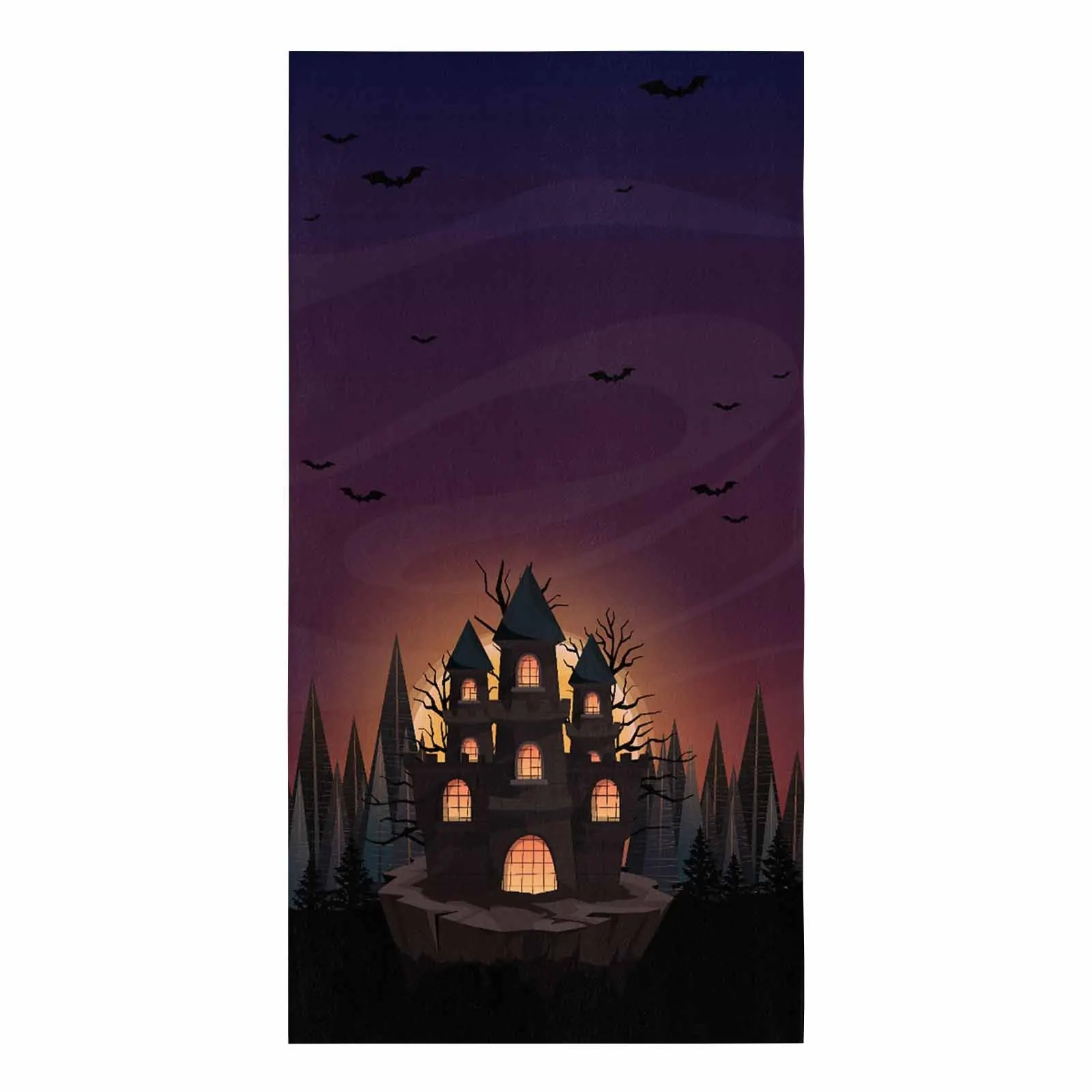 Halloween Castle Pumpkin Retro Bat Grove Printed Tea Hand Towel Kitchen Dishcloth Water Absorption Household Cleaning Cloth