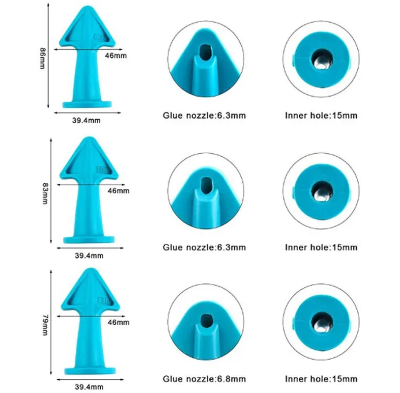 Aplicador de boquilla de calafateo, herramienta de acabado, espátula, pala de pegamento de plástico, juntas de ladrillo para azulejos, Kit de lechada removedor de silicona para suelo, 5 uds.
