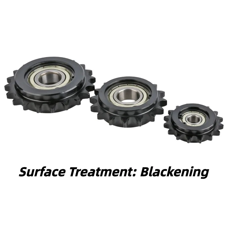 1PC 08B Sprocket With Bearing 13T 15T 17T 19T Idler Drive Chain Gear 45# Steel Blacken Bore 10 12 15 17 20mm Transmission Wheel