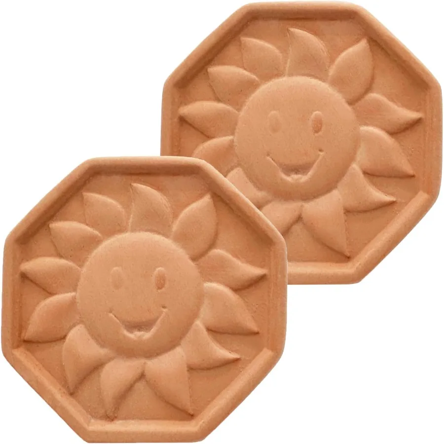 

2 Pack Terracotta Brown Sugar Saver and Softener Disc with Elegant Sun Design Multiple Uses for Food Storage Containers Reusabl