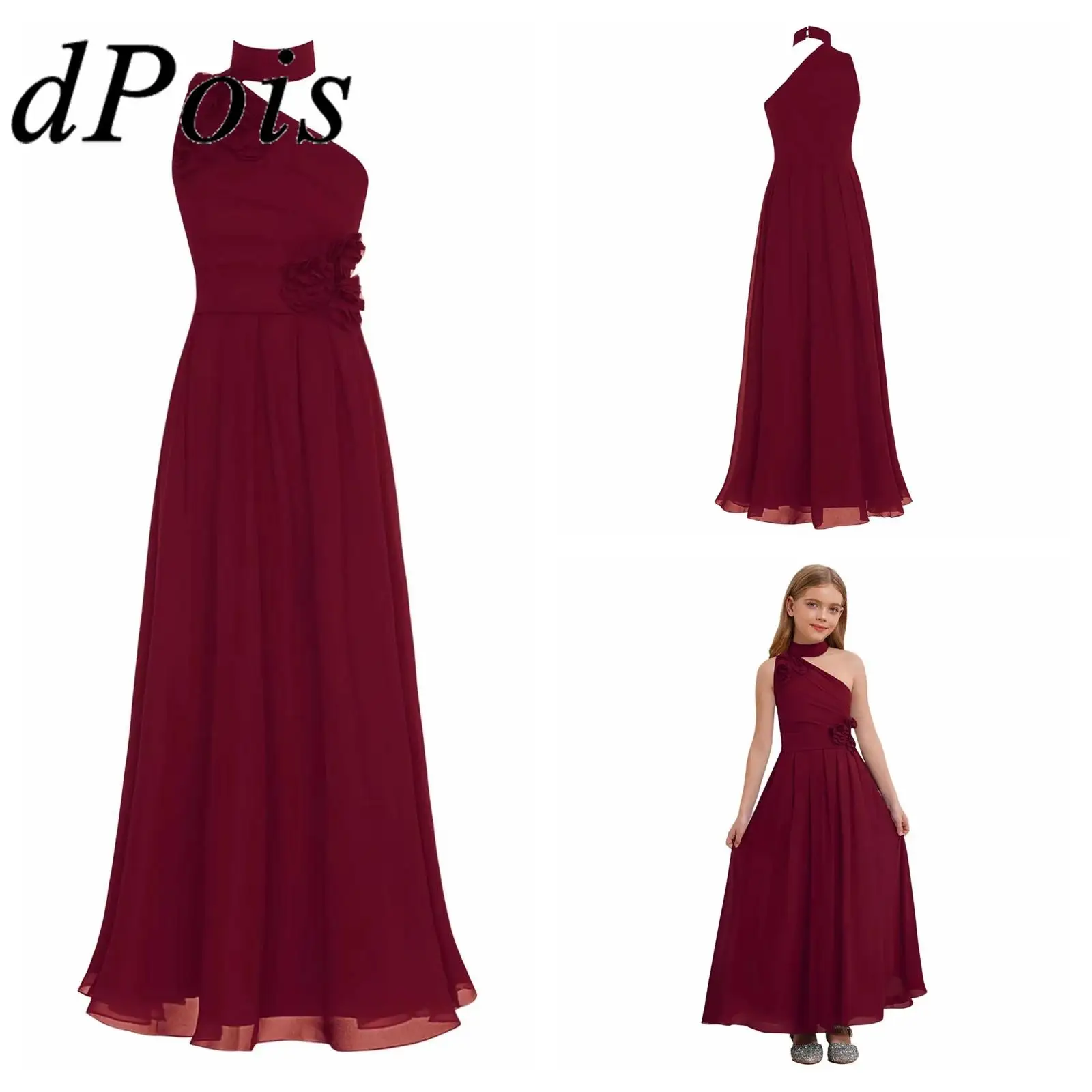 

Children Prom Gown Mainstream Festival Costumes Dresses for Girls Halter Oblique Shoulder Princess Dress Pageant Vestidos