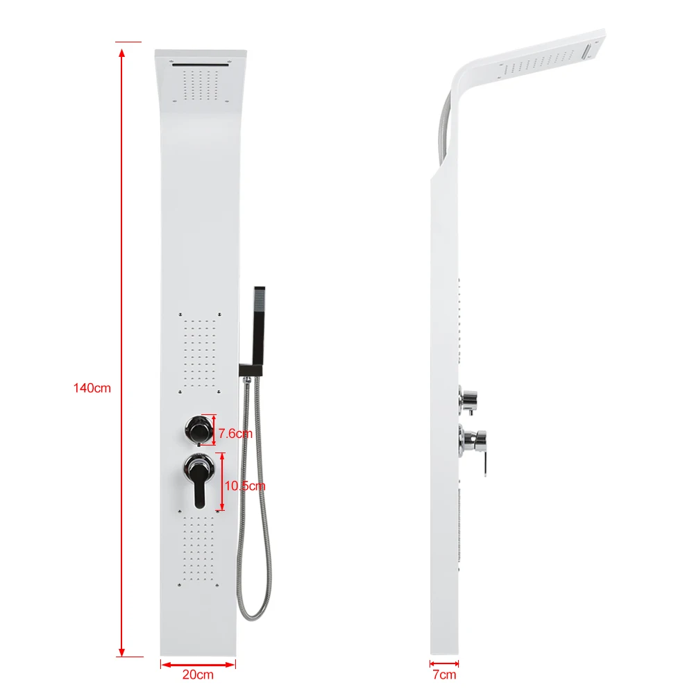 Douchepaneel multifunctioneel douchesysteem, regendouche, watervaldouche, massagestralen, 3-type handdouche en badkuipuitloop
