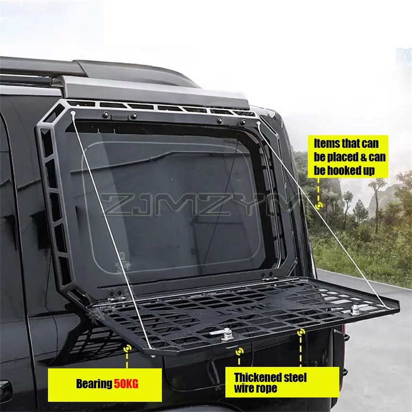 Car Side Window Organizer With Foldable Table Tray For Great Wall TANK 300 Metal Mesh Storage Rack Organizer Cars Accessories