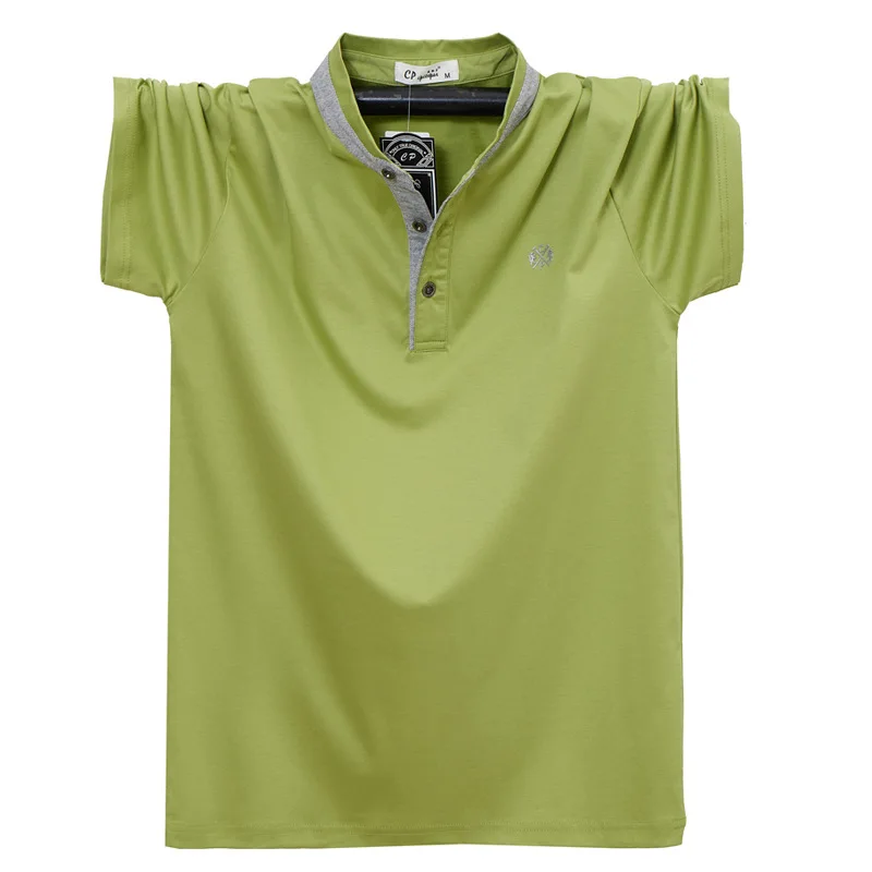 

Large Size Short-sleeved T-shirt Men's Summer New Korean Version Solid Color Stand-up Collar Ice Mercerized Cotton T-shirt 2515