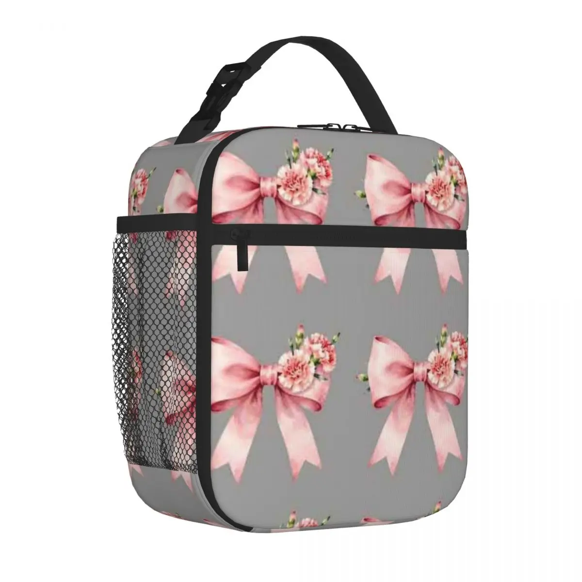 Bestselling Pink Coquette Ribbon Flowers Shoulder Style Picnic Lunch Bag Hospital Visiting Thermal Tote