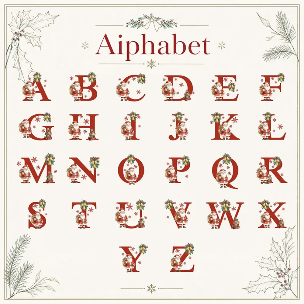 Custom Initial Letter＆Name Christmas Drawstring Bag Kids Santa Sack First Christmas Gift Xmas Party Favor Snack Drawstring Bag