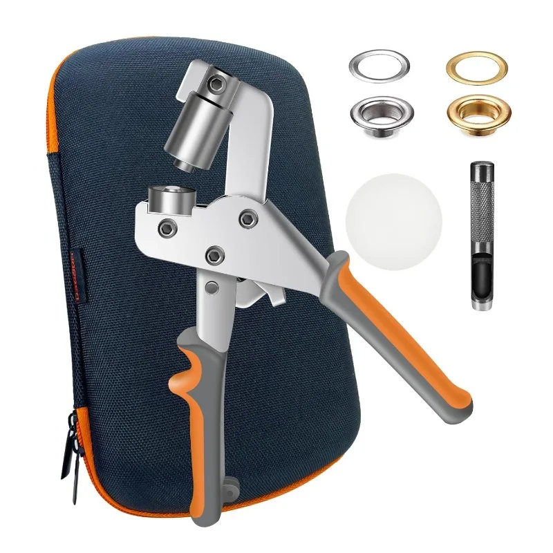 Heavy Duty Grommet Kit with Bag and 200 pcs 10mm Grommets, Complete Eyelet & Grommet Tool Kit for DIY Tarp Ring Repair