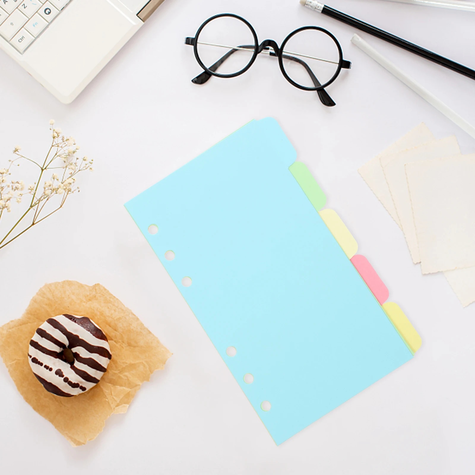 

10 Sheets Index Paper 6 Holes A6 Office Tabs Book Note Divider Loose-Leaf Page Markers Binder Page Splitter File Organizers