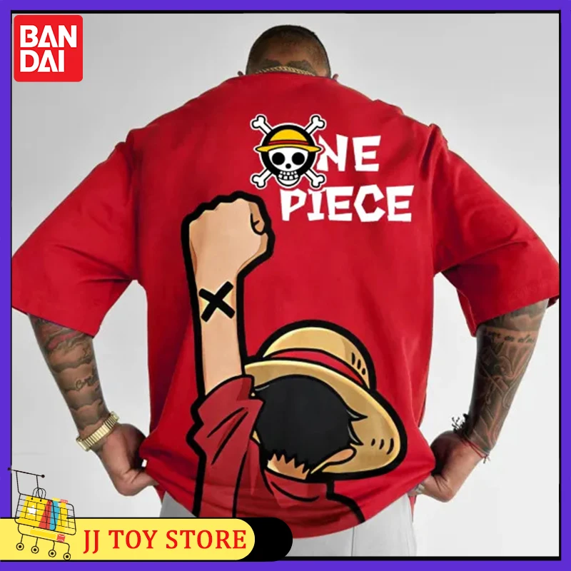 Anime One Piece Zoro Luffy Cartoon Figure Print Heavyweight T-shirt Large Size Summer Handsome Cartoon Leisure Couple Clothes