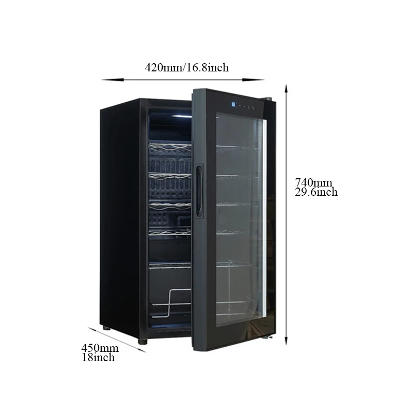 خزانة مشروبات قائمة بذاتها سعة 70 لترًا مع ثلاجة مبرد نبيذ من الفولاذ المقاوم للصدأ بسعة 24 زجاجة للاستخدام المنزلي والفنادق