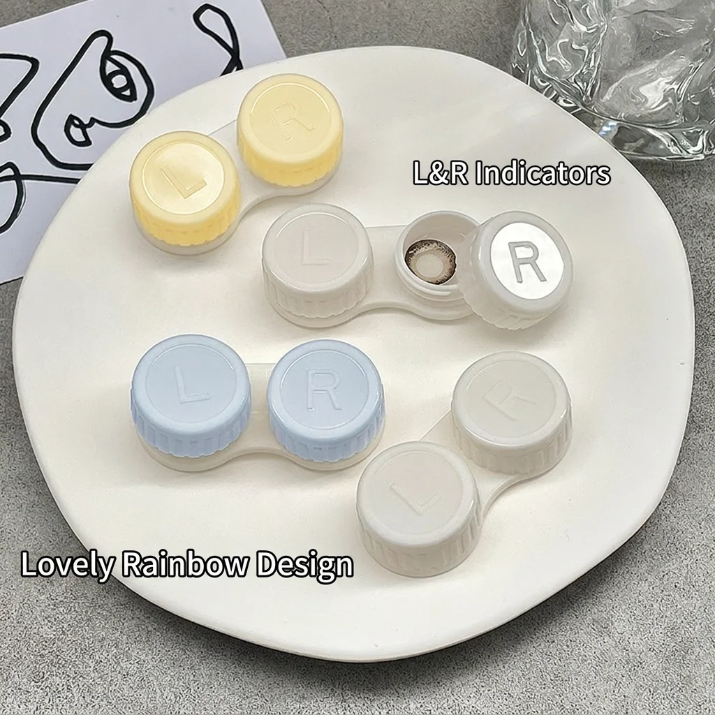 Double Compartment Lens Box Ins Aesthetic Leak-proof Lens Storage PP Plastic Contact Box Compact Portable Lens Case For Daily
