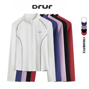 DRUR Women Running Jackets Full Zip Lightweight For Sun For Protection Long Sleeve Sports…