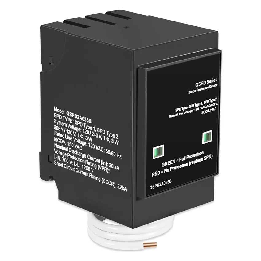 Ersatz Siemens QSPD2A035B 35kA Überspannungsschutzgerät für den Innenbereich, Überspannungsschutz für das ganze Haus, 2-polig, steckbar, 120/240V, mechanische Statusanzeige – Detail 1