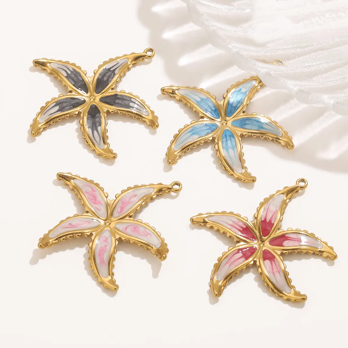 3pcs Stainless Steel Enamel Starfish Charms For Jewelry Making Sea Style Jewelry Supplies Pendants Earring Nacklace Accessories