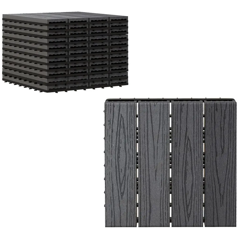 

All-Weather 11-Pack Outdoor Deck Tiles, 12 x 12, Grey, Suitable for Patio, Balcony, and Backyard