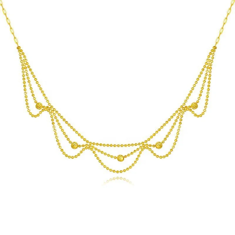 Wholesale Luxury Jewelry 18k Yellow Gold Custom Bead Lace Chain Necklace for Women