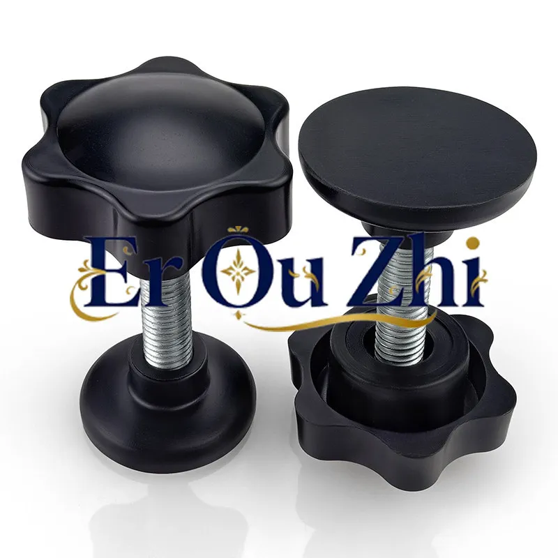 304 Stainless Steel with Foot Pad Plum Blossom Handle Screw M6m8m10 Full Rubber Pad Screen Printing Platen Adjustment Knob