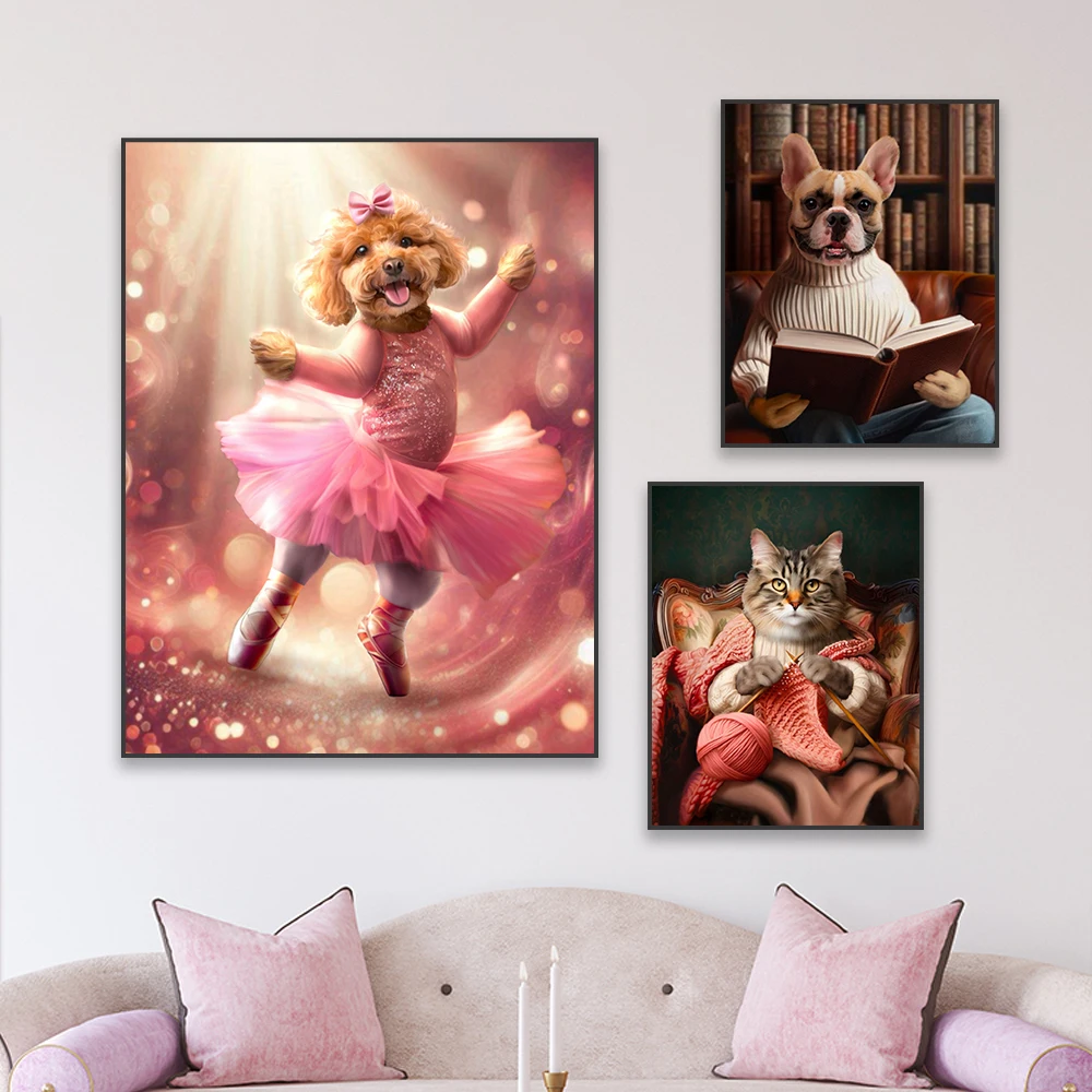 Pet Portrait Custom - Özel Dans Eden Köpek Portre Posteri