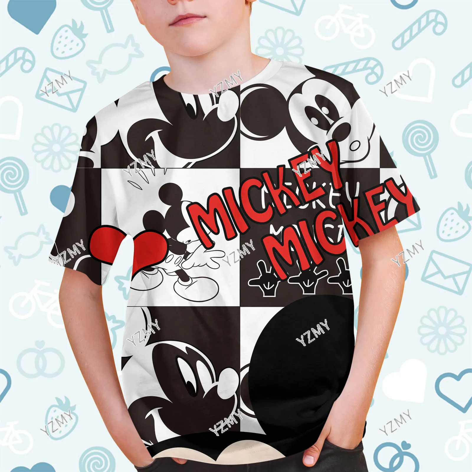 T-shirt 3D Disney TureMouse pour filles et garçons, t-shirts graphiques de dessin animé, t-shirt Anime mignon, mode estivale, 2024