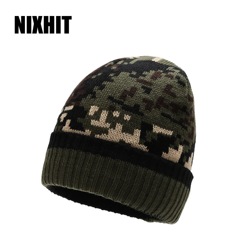 NIXHIT Skullies Beanies Men Winter Hat  Knitted Hats For Men Cap Winter Beanie Hat Thick Warm Fur Men's Cap Riding Casual Z241