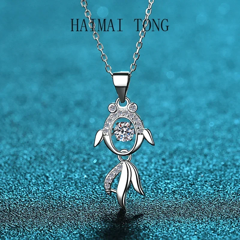

HAIMAITONG Koi pendant every year fish smart pt950 platinum Moissanite necklace