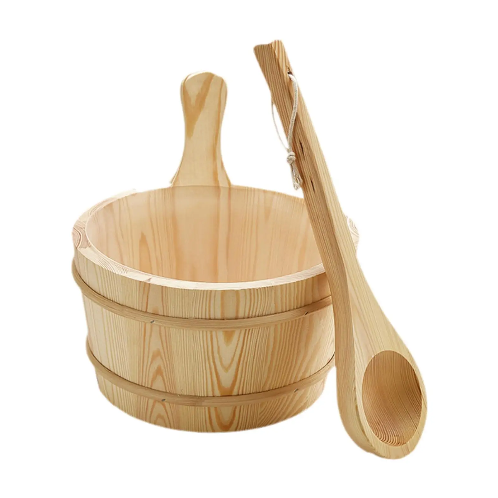 4L Wood Sauna Bucket and Ladle Versatile Premium Storage Container Wear Resistant Bath Accessories for Home SPA Sauna Room Bath