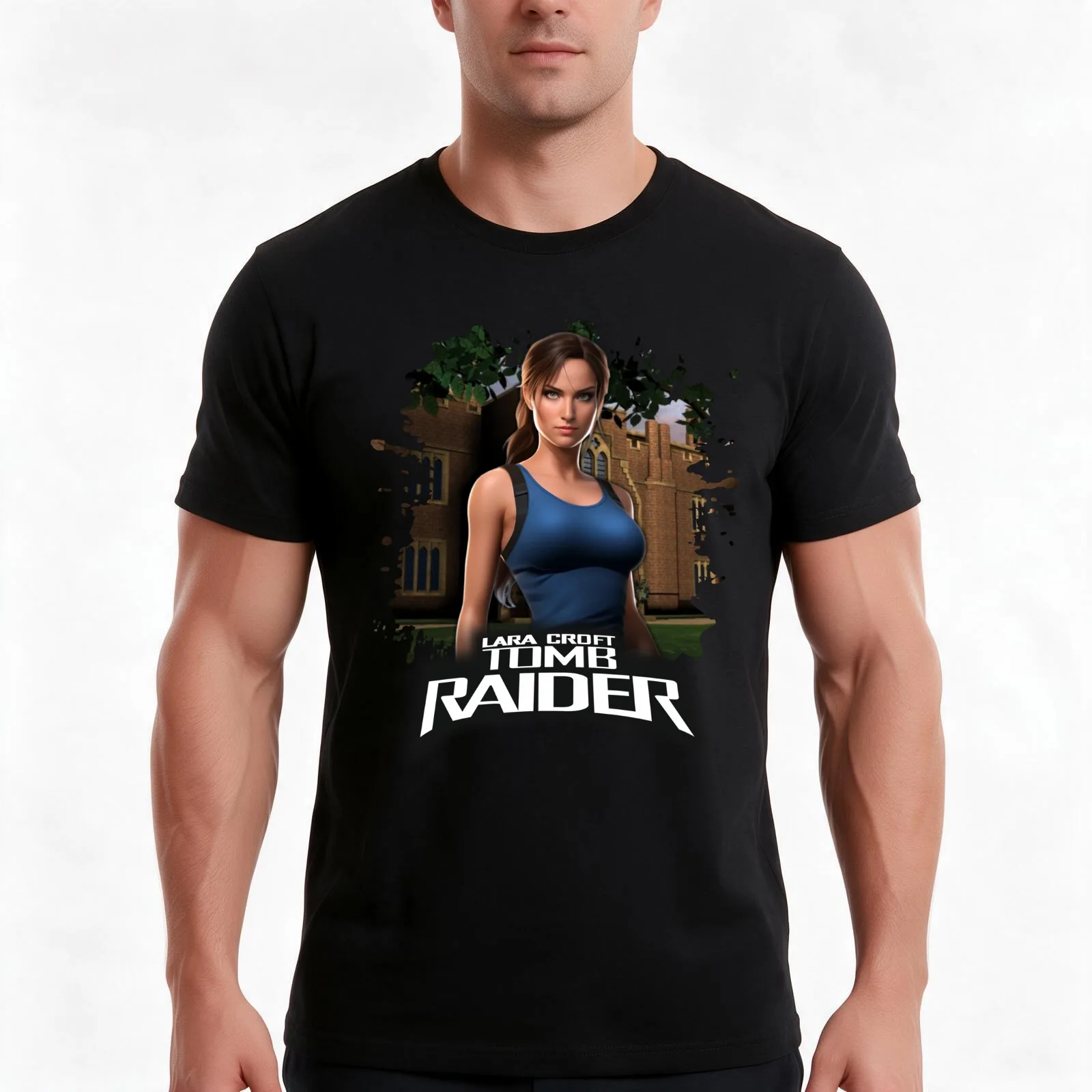 LARA CROFT TOMB RAIDER CROFT MANOR T-Shirt Summer Casual Cotton Tee Oversized Streetwear Tops Vintage Graphic Print