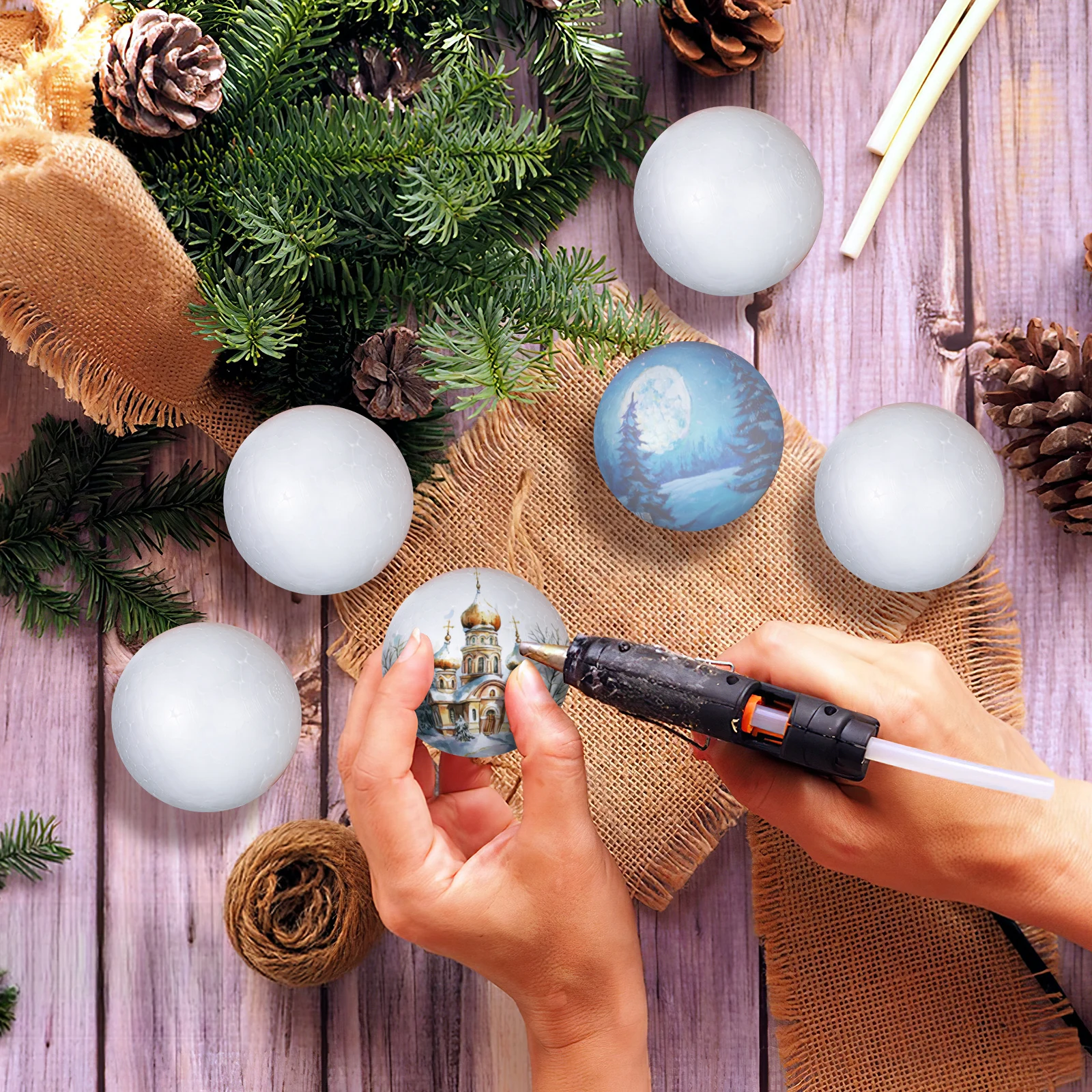 

36Pcs White Foam Balls 6.3cm Christmas Craft Materials for Children DIY Projects Preschool Educational Painting Ornaments